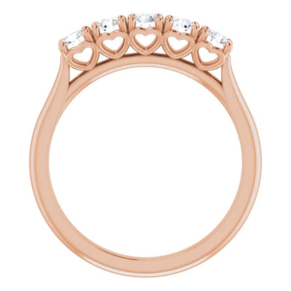 Five Stone Round Brilliant Moissanite Anniversary Band