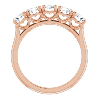Five Stone Round Brilliant Moissanite Anniversary Band