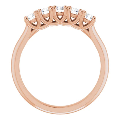 Five Stone Round Brilliant Moissanite Anniversary Band