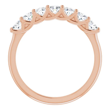 Seven Stone Cushion Cut Moissanite Anniversary Band