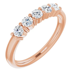 Five Stone Round Brilliant Moissanite Anniversary Band