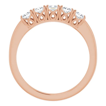 Five Stone Princess Cut Moissanite Anniversary Band