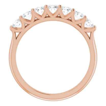 Seven Stone Round Brilliant Moissanite Anniversary Band