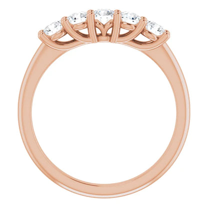 Five Stone Round Brilliant Moissanite Anniversary Band