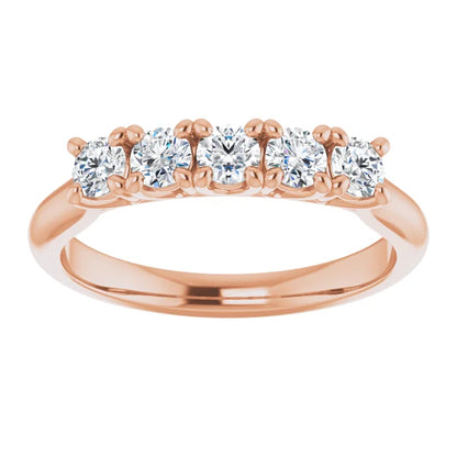 Five Stone Round Brilliant Moissanite Anniversary Band