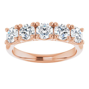 Five Stone Round Brilliant Moissanite Anniversary Band