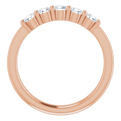 Five Stone Round Brilliant Moissanite Anniversary Band