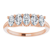 Five Stone Oval Cut Moissanite Anniversary Band