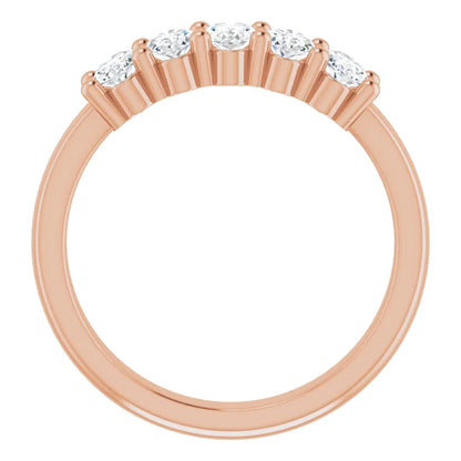 Five Stone Oval Cut Moissanite Anniversary Band