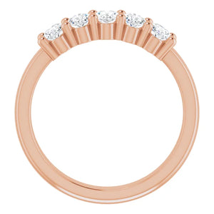 Five Stone Oval Cut Moissanite Anniversary Band