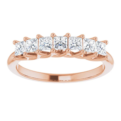 Seven Stone Princess Cut Moissanite Anniversary Band