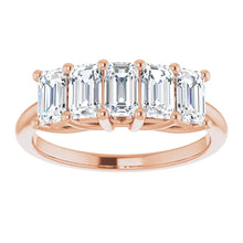 Five Stone Emerald Cut Moissanite Anniversary Band