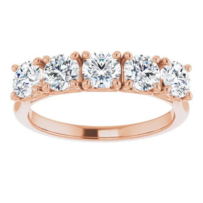Five Stone Round Brilliant Moissanite Anniversary Band