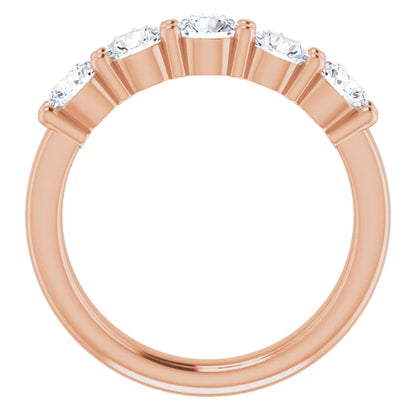 Five Stone Round Brilliant Moissanite Anniversary Band