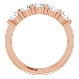 Five Stone Round Brilliant Moissanite Anniversary Band