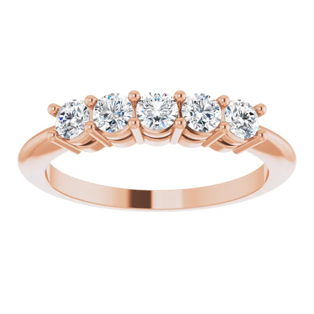 Five Stone Round Brilliant Moissanite Anniversary Band