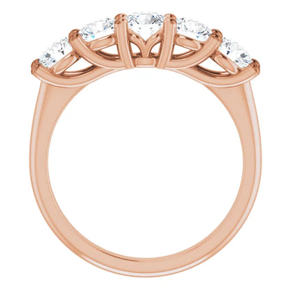 Five Stone Round Brilliant Moissanite Anniversary Band