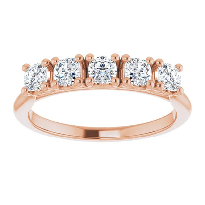 Five Stone Cushion Cut Moissanite Anniversary Band