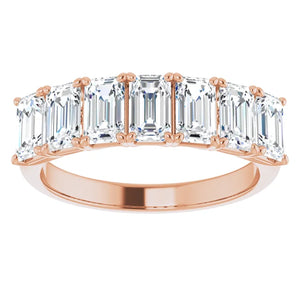 Seven Stone Emerald Cut Moissanite Anniversary Band