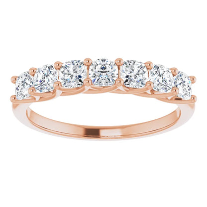 Seven Stone Cushion Cut Moissanite Anniversary Band