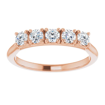 Five Stone Round Brilliant Moissanite Anniversary Band