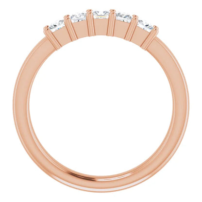 Five Stone Princess Cut Moissanite Anniversary Band