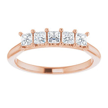 Five Stone Princess Cut Moissanite Anniversary Band