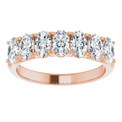 Seven Stone Oval Cut Moissanite Anniversary Band