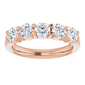 Five Stone Round Brilliant Moissanite Anniversary Band