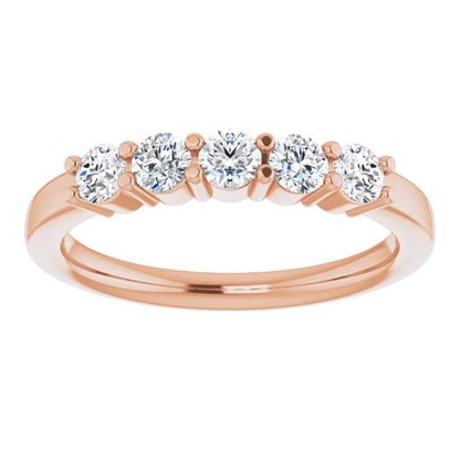 Five Stone Round Brilliant Moissanite Anniversary Band