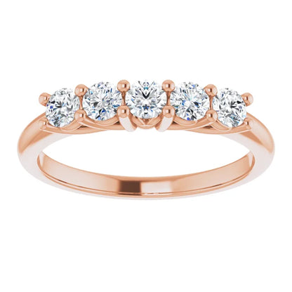 Five Stone Round Brilliant Moissanite Anniversary Band