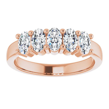 Five Stone Oval Cut Moissanite Anniversary Band
