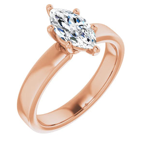 Marquise Wide Band Solitaire Engagement Ring
