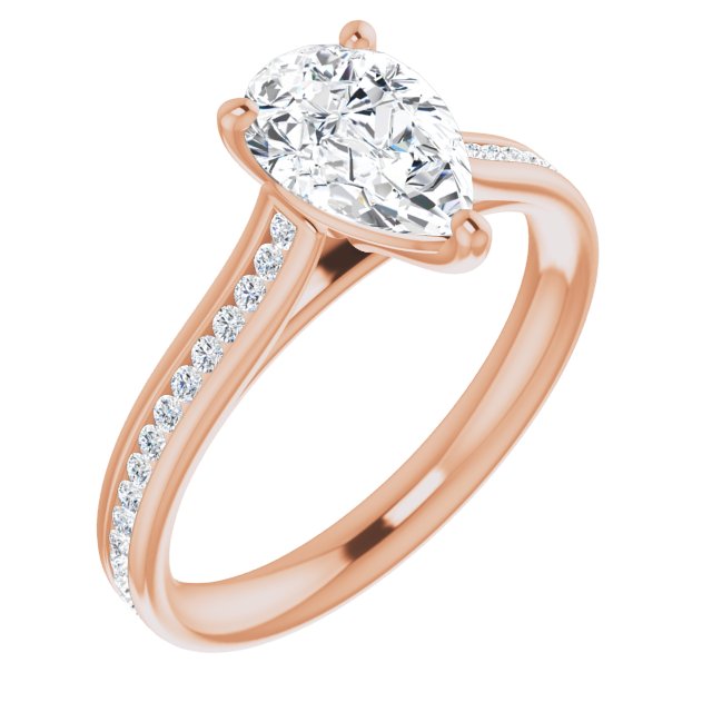 Pear Diamond Band Engagement Ring