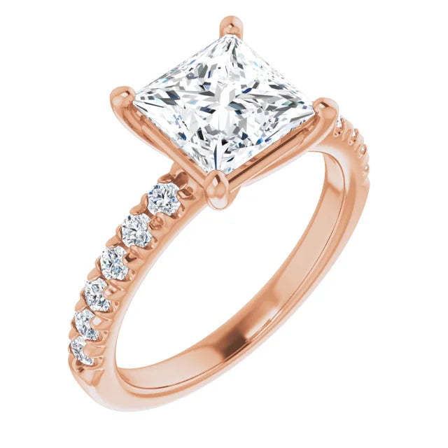 Princess Four Claw Set Style Engagement Ring