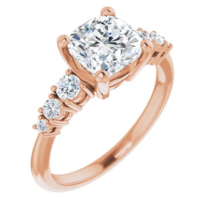 Cushion Multi Stone Accent Style Engagement Ring