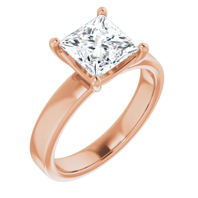 Princess Wide Band Solitaire Engagement Ring