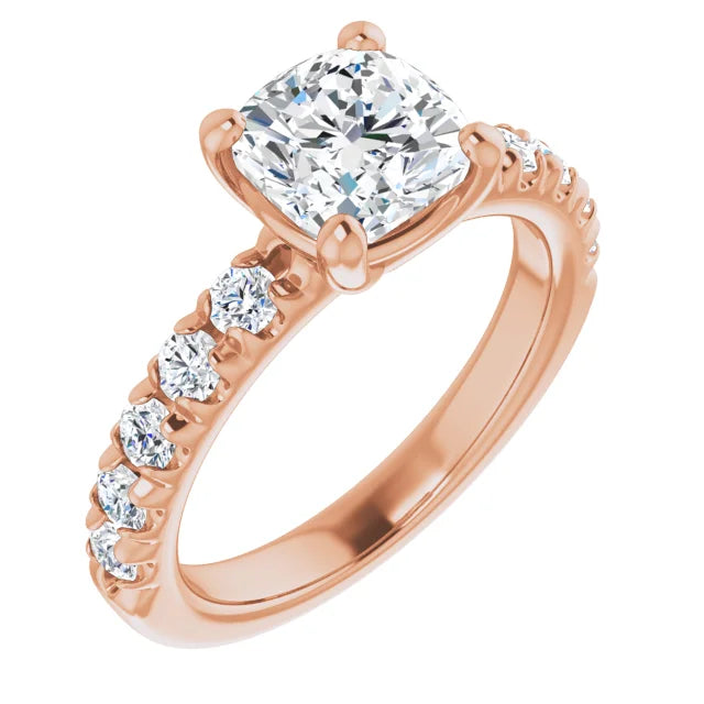 Cushion Four Claw Set Style Engagement Ring