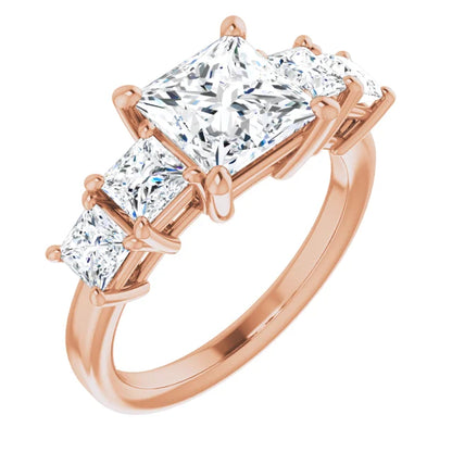 Princess Multi Stone Accent Style Engagement Ring