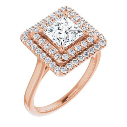 Princess Double Halo Style Engagement Ring