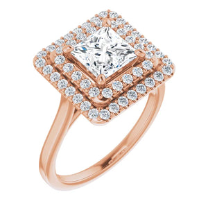 Princess Double Halo Style Engagement Ring