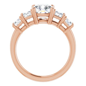 Cushion Multi Stone Accent Style Engagement Ring