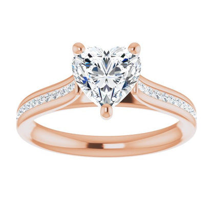 Heart Diamond Band Engagement Ring