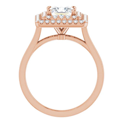 Princess Double Halo Style Engagement Ring