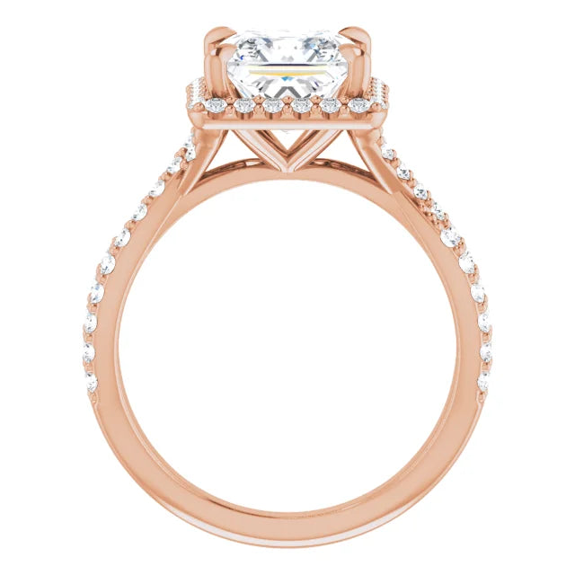 Princess Twist Halo Style Engagement Ring