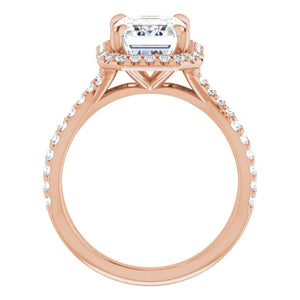 Emerald Twist Halo Style Engagement Ring