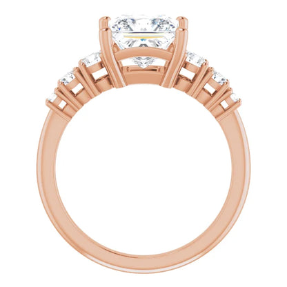 Princess Multi Stone Accent Style Engagement Ring