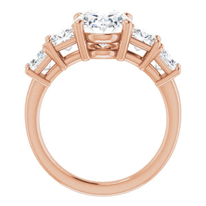 Oval Multi Stone Accent Style Engagement Ring