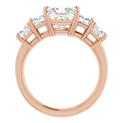 Princess Multi Stone Accent Style Engagement Ring