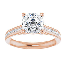 Cushion & Diamond Band Engagement Ring